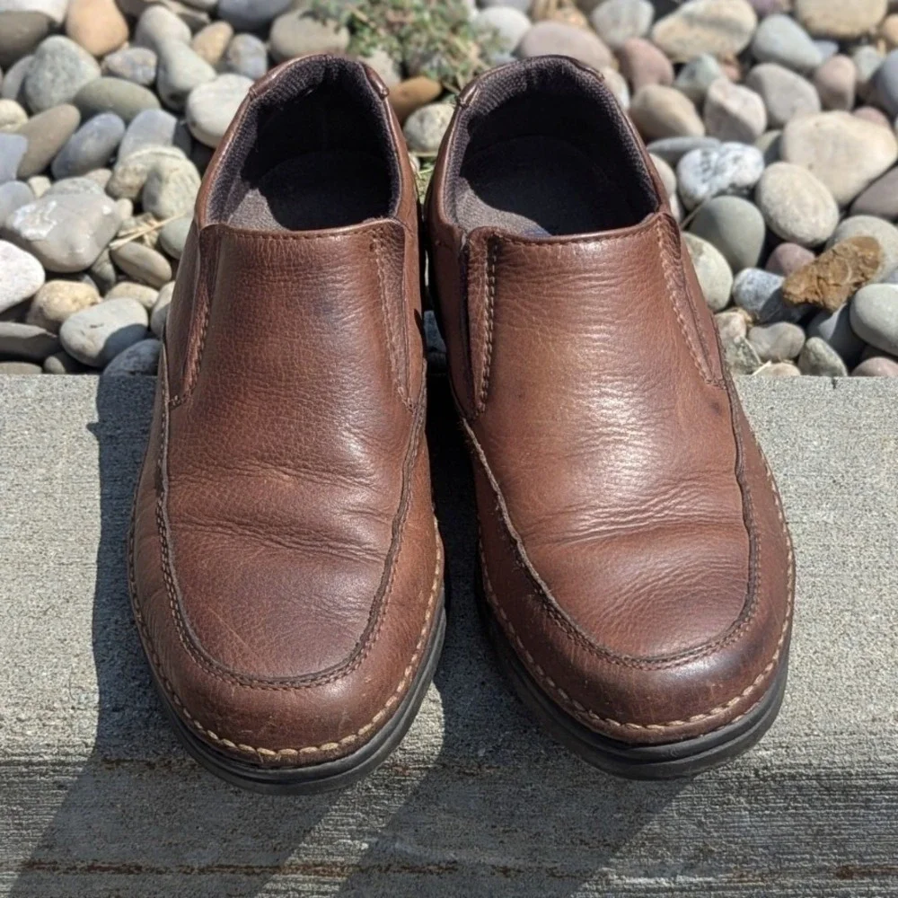Coastal Bass Samuel Brown Leather Slip On Loafers Comfort Shoes Men's 8.5M